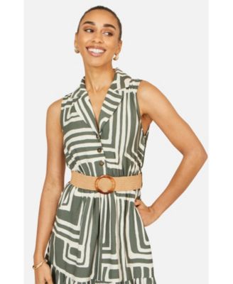 Women's Geo Print Midi Shirt Dress