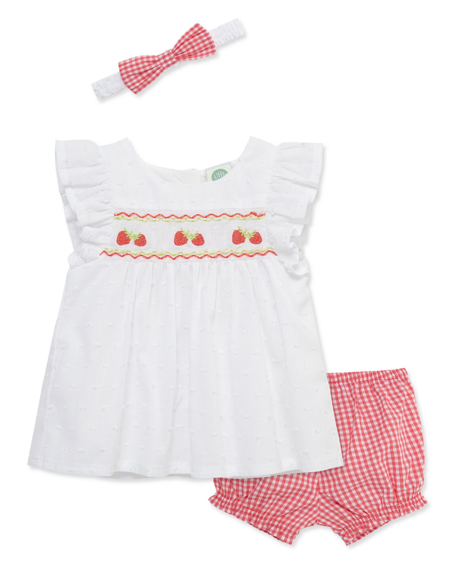 Baby Girls' Strawberry Print Top, Shorts and Headband, 3-Piece Set