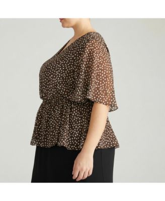 Plus Size Milou V-Neck Peplum Chiffon Top