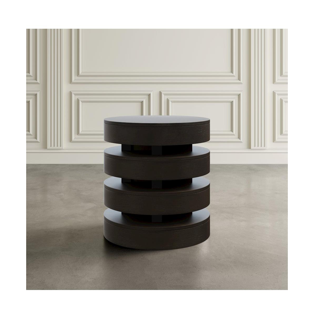 Jofran Brix Mid-Century Modern Floating Sculpture Layered Round End Table