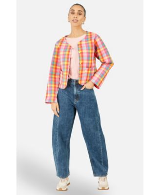 Women's Checked Reversible Cotton Quilted Jacket