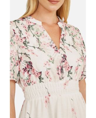 Women's Mirrored Floral Button Up Midi Dress