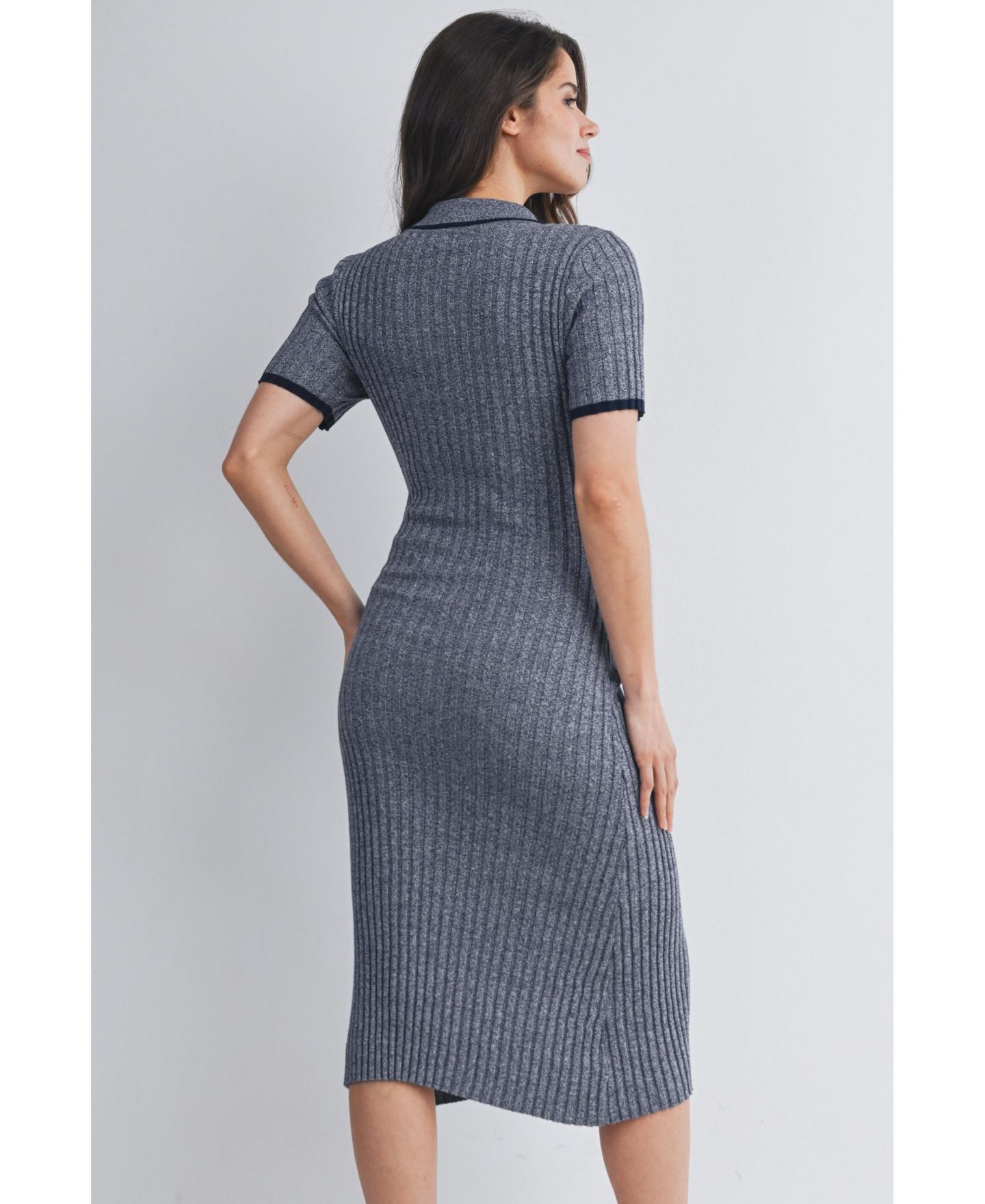 Женское платье Hello Miz Maternity Collared Ribbed Knit Midi Dress with Button-Front Nursing Access — фото 4