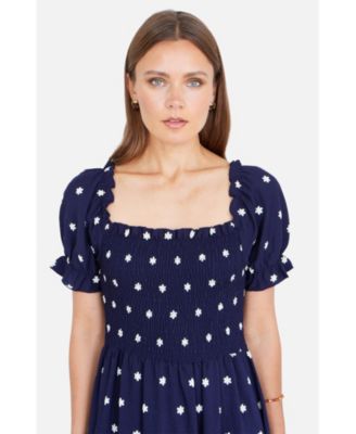 Women's Border Hemline Smocked Maxi Dress