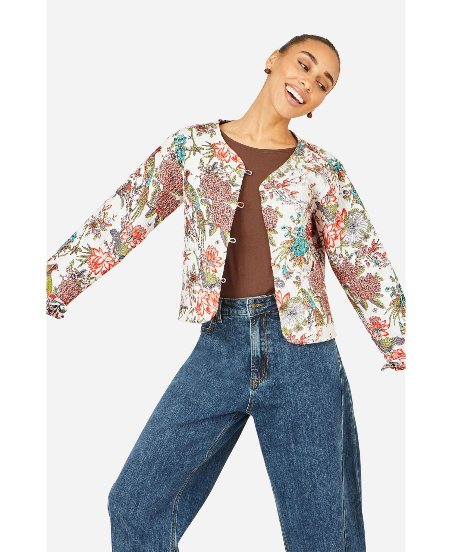 Women's Print Reversible Cotton Quilted Jacket