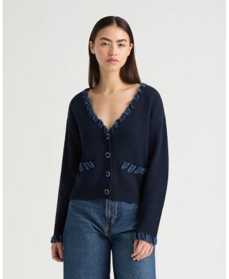 Women's Cardigan with Denim Trim