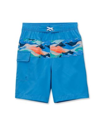 Boys Chlorine Resistant Stretch Print Blocked Hydroliner Board Swim Trunks