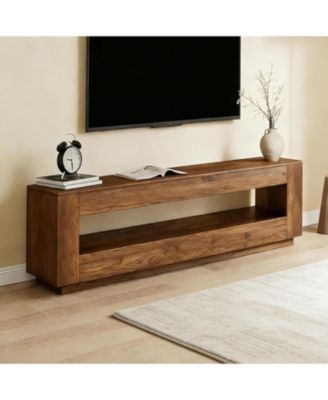 70.87-in Extra Long Solid Wood TV Stand for 55/65/75/80 inch TV,  Media Console Table, 2-Tier Entertainment Center with Storage Shelf