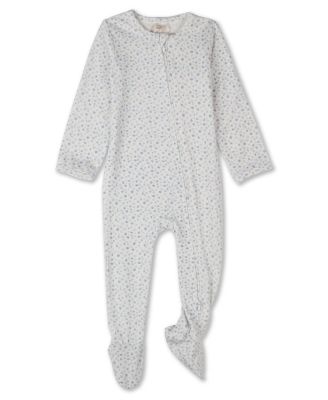 Baby Girls "Abstract Spots" Rayon-Blend Front-Zip Long-Sleeve Footie