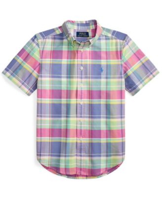 Boys' 8-20 Plaid Short-Sleeve Oxford Shirt