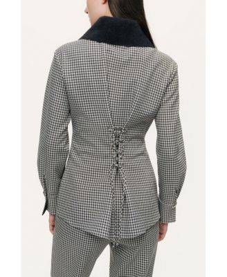 Women's Corset-Back Checked Sculpted Shirt