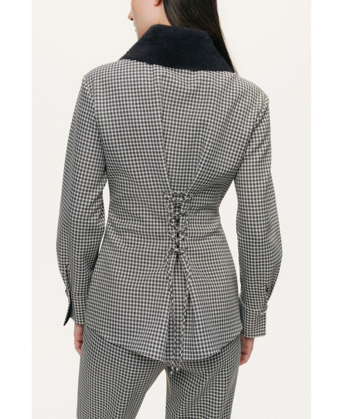 Nocturne Women's Corset-Back Checked Sculpted Shirt