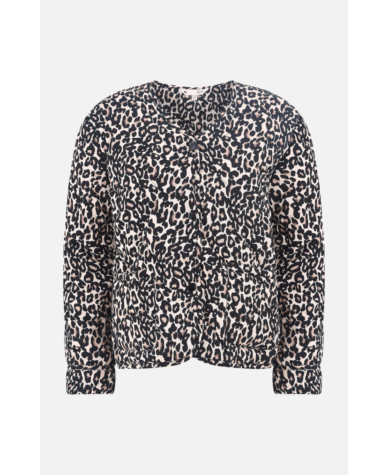 Women's Leopard Print Round Neck Boxy Jacket