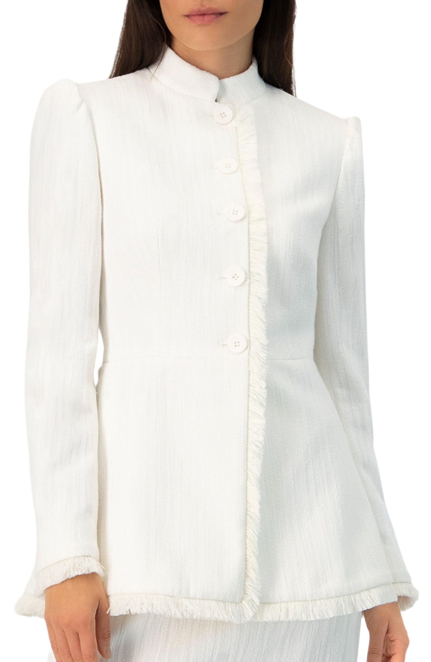 Women's Buttoned Blazer with Fringe Detail