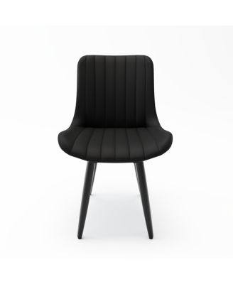  Set of 4 Modern PU Leather Dining Chairs with Cushions & Metal Legs