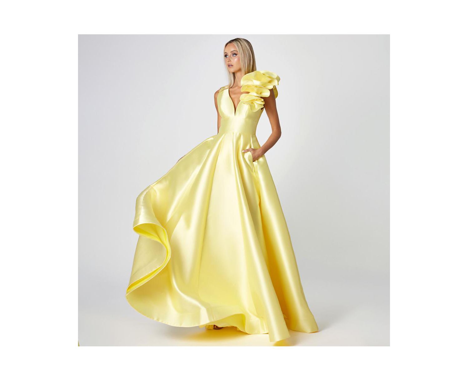 Women's Mirella V Neck Ruffle Gown