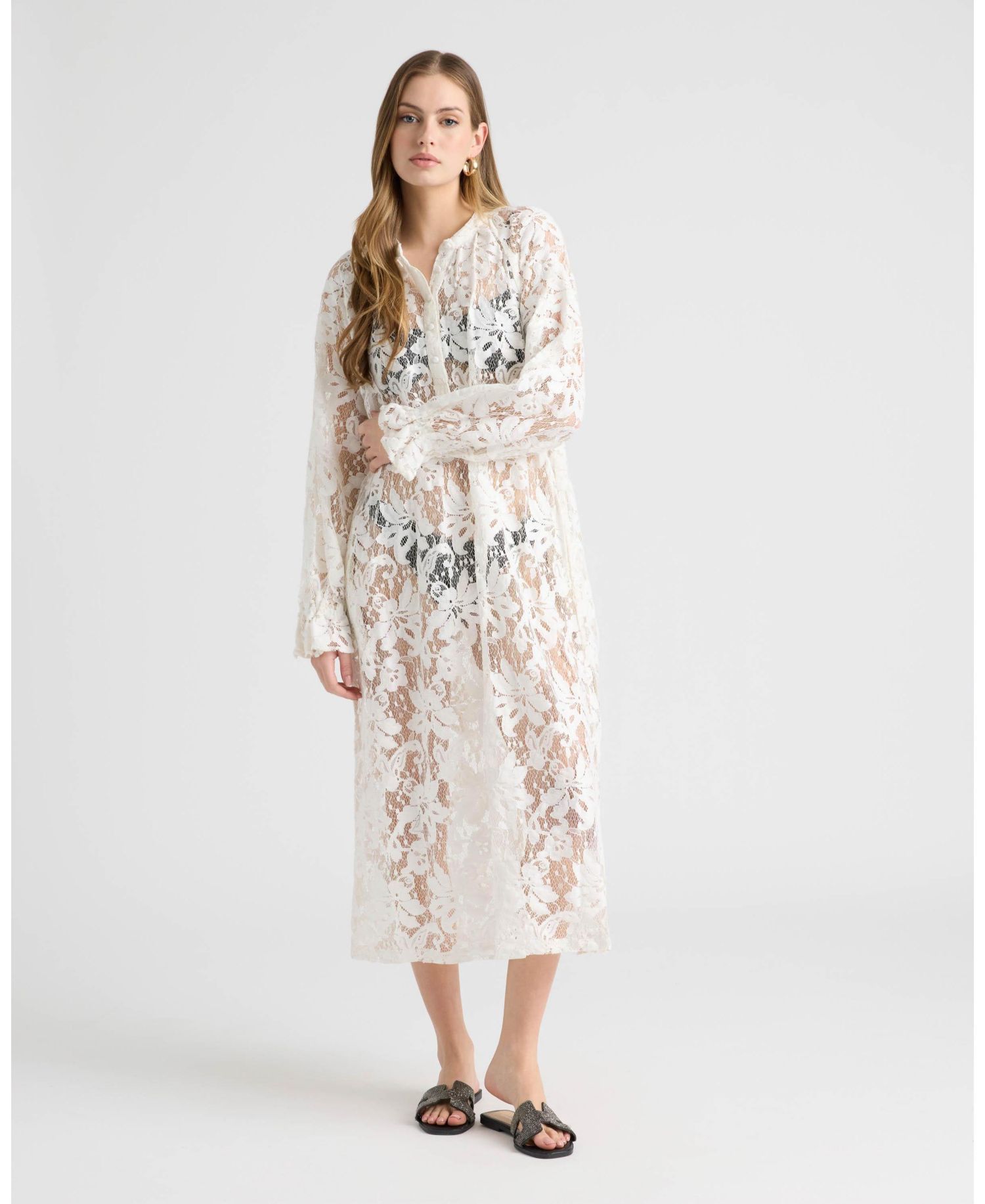 Women's Long Shirt Dress with Raglan Sleeve
