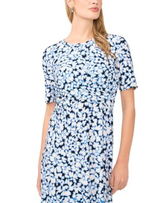 Women's Short-Sleeve Cross-Over Maxi Dress