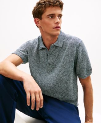 Men's Spread Collar Mouline Polo Shirt