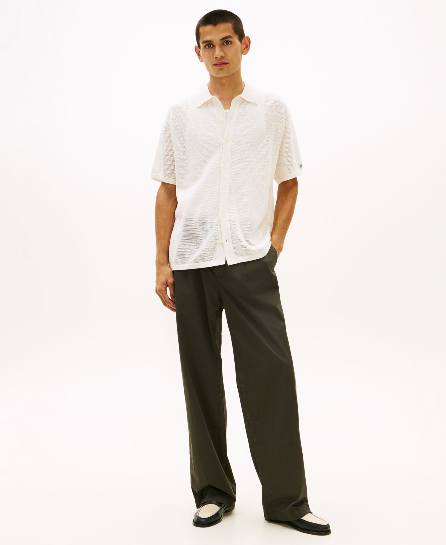 Men's Short-Sleeve Coat-Front Sweater