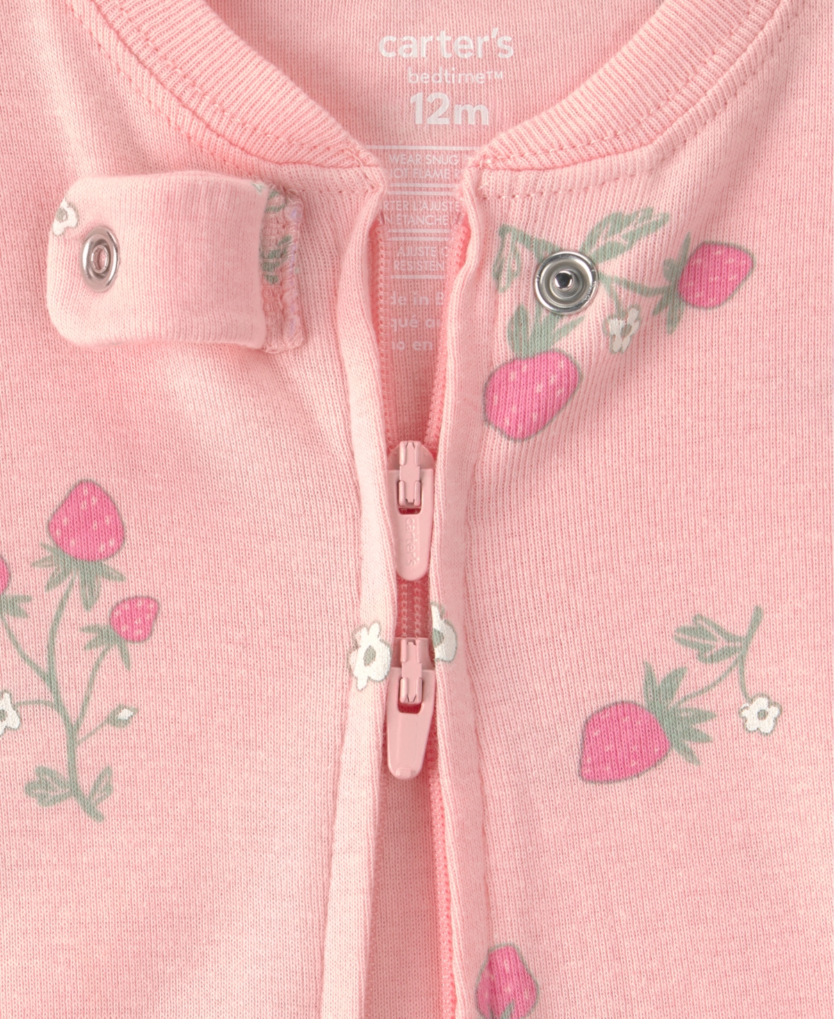 Carter's Baby Girls' Strawberry and Polka Dots Print One-Piece Pajama Set, 2-Pack