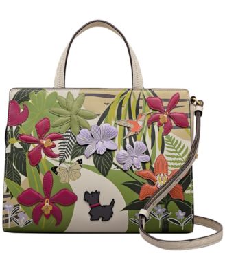 RHS Small Leather Appliqu&eacute; Ziptop Grab Satchel Bag