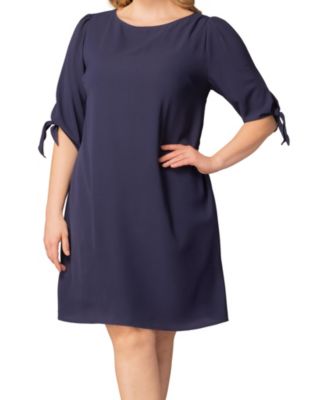 Plus Size Manhattan Shift Dress with Tie Sleeves
