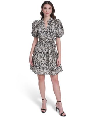 Women's Printed Split V-Neck Mini Dress