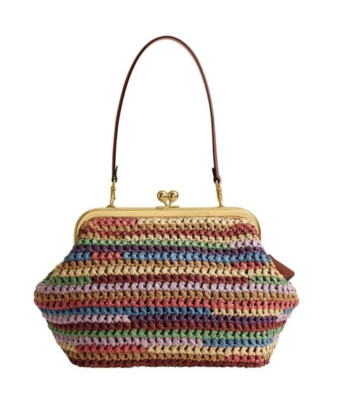 Женские COACH Kisslock Medium Multi Straw Frame Bag 27