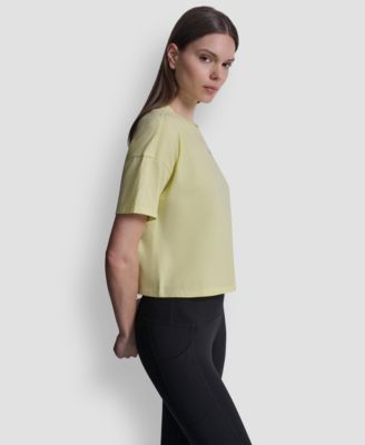 Women's Metallic Bubble Logo Drop Shoulder Pull-On T-Shirt