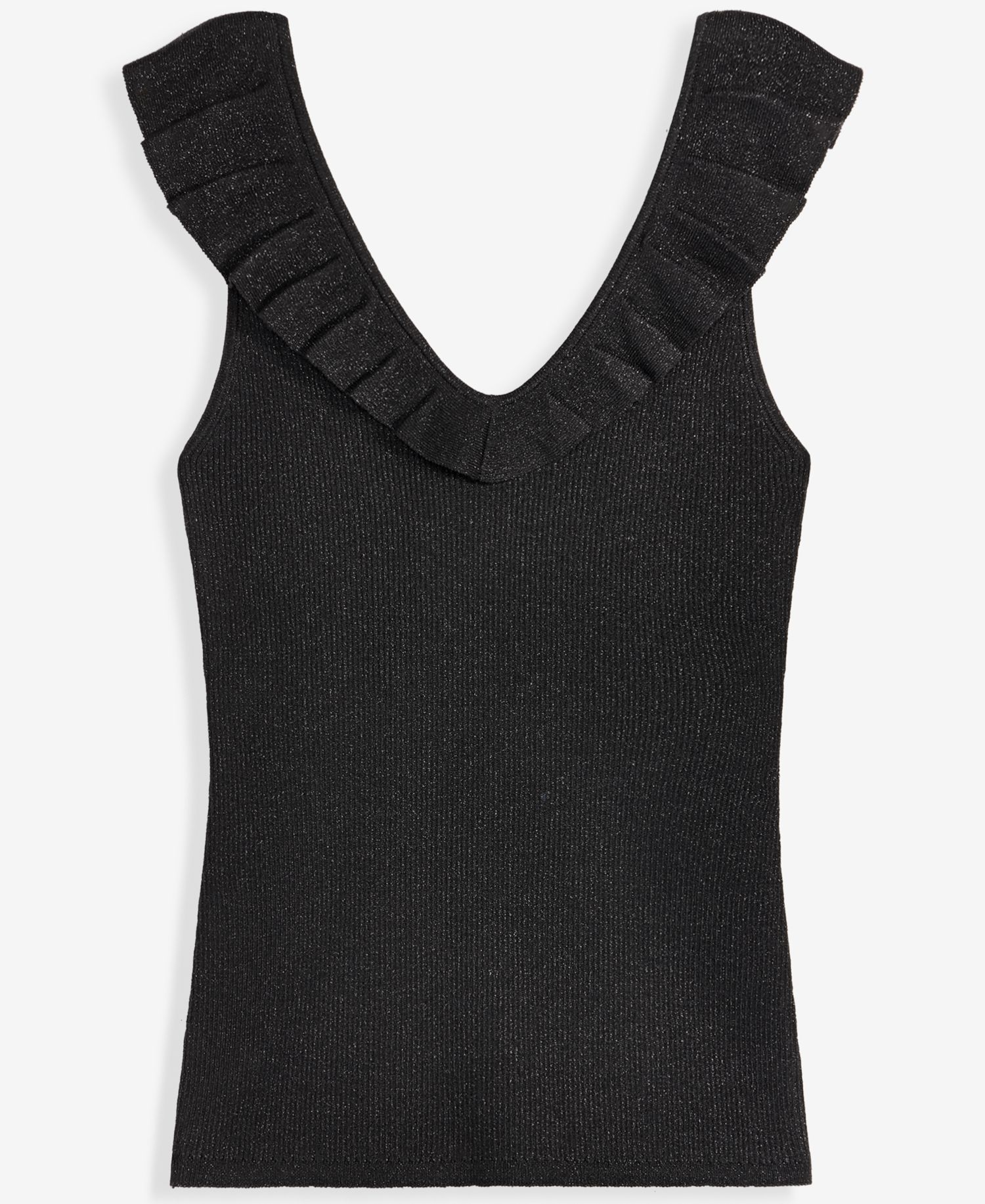 Women's Ruffle-Trim Metallic Sweater Tank