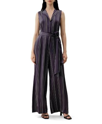 Women's Silk Charmeuse Striped Jumpsuit