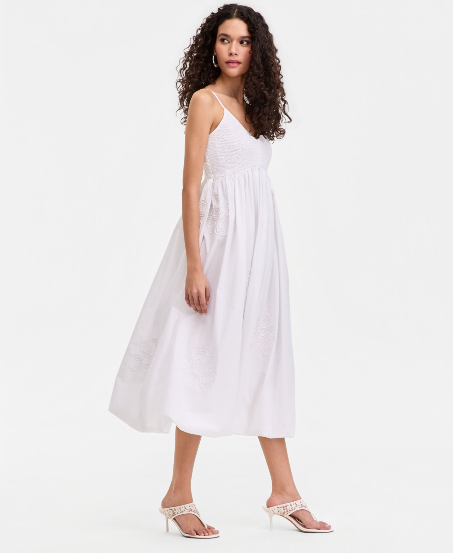 Женское платье I.N.C. International Concepts Petite Smocked-Bodice Bubble, цвет: Яркий белый — фото 7