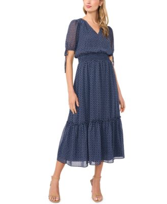 Women's V-Neck Smocked Waist Maxi Dress
