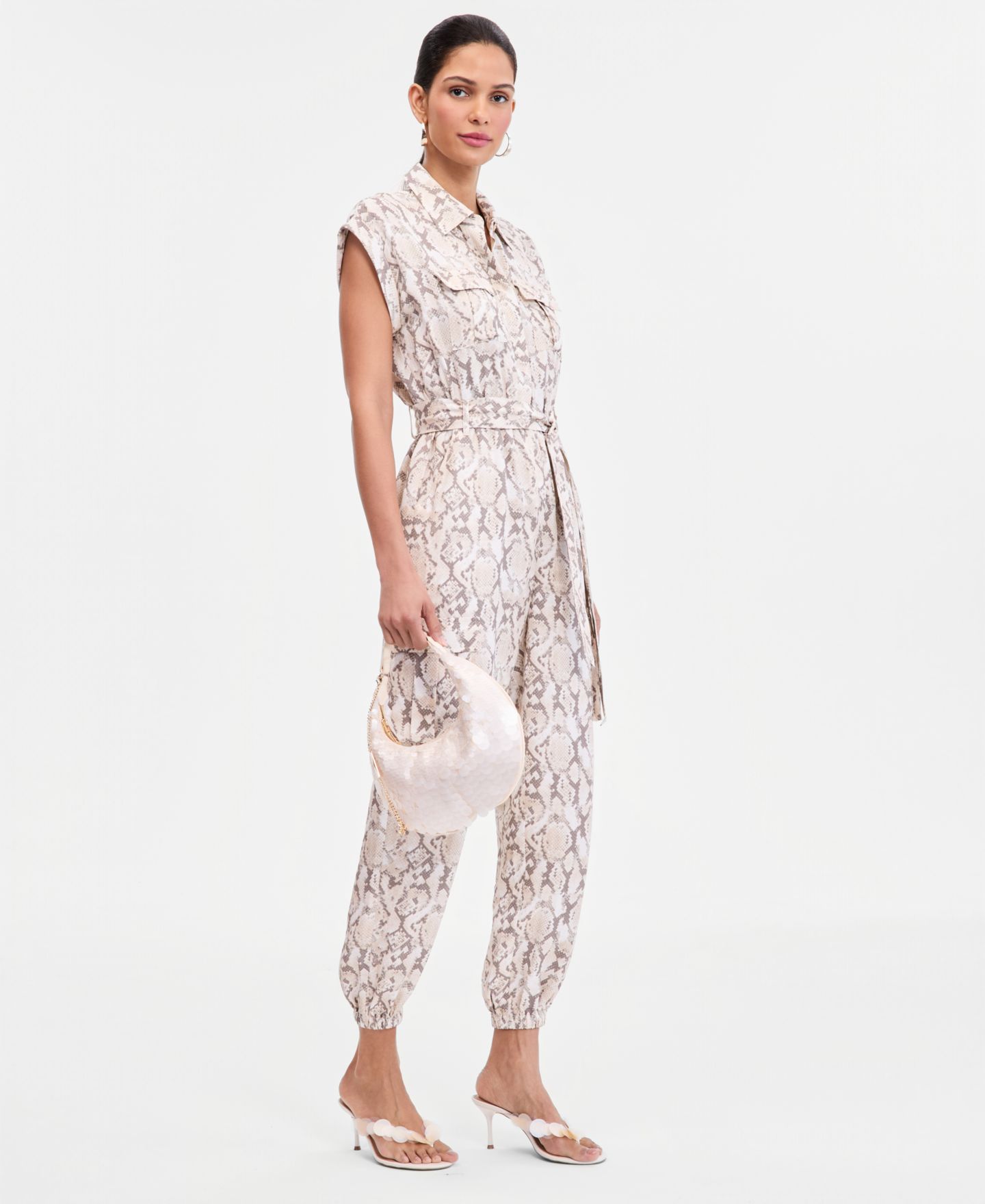 Женский комбинезон I.N.C. International Concepts Short-Sleeve Snake Print Belted Jumpsuit, цвет: Змеиный — фото 5