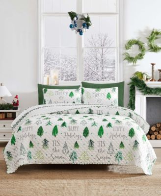Christmas Trees Reversible 3-Pc. Quilt Set, Full/Queen