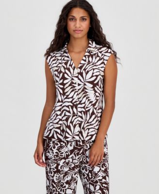 Petite Collared Extended-Shoulder Top