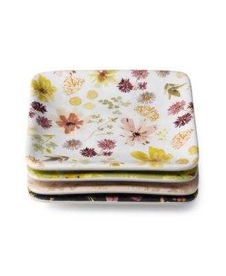 Wildflowers Canape Plates, Set of 4