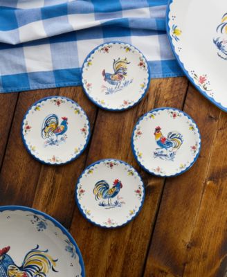 French Rooster Canape Plates, Set of 4