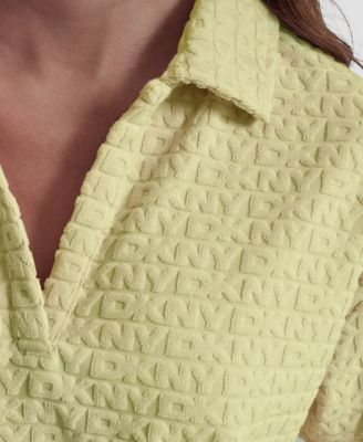 Women's Logo Jacquard Boxy Polo Collared T-Shirt