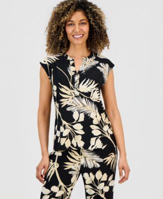 Petite Printed Short-Sleeve Top