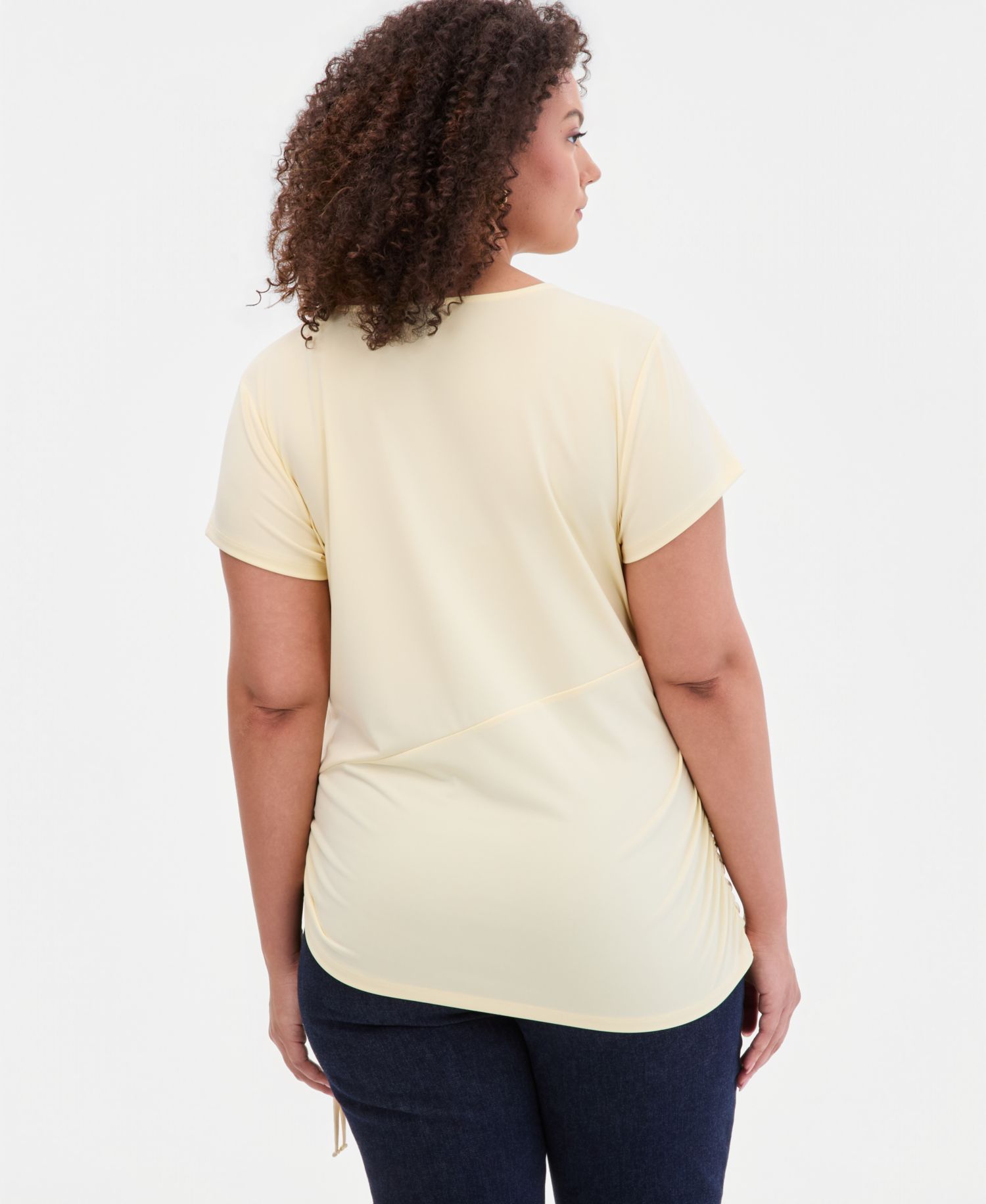Plus Size Tie-Side Cap-Sleeve Top