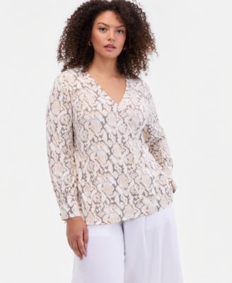 Plus Size Shirt-Sleeve V-Neck Top