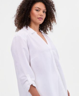 Plus Size Linen-Blend Tunic