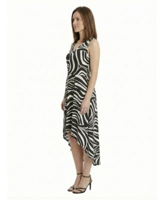 Petite Zebra High-Low Pocket Midi Dress