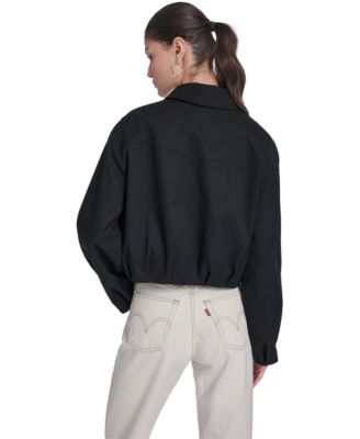 Women's Bubble Hem Collared Bomber Jacket