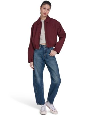 Women's Bubble Hem Collared Bomber Jacket