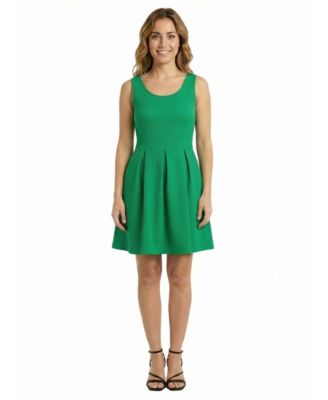 Petite Scoop Pleated Knee-Length Dress