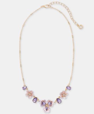 Crystal Flower Statement Necklace, 16" + 3" extender