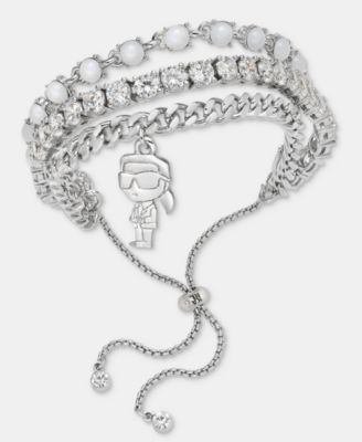 Silver-Tone Three-Row Karl Stone Slider Bracelet